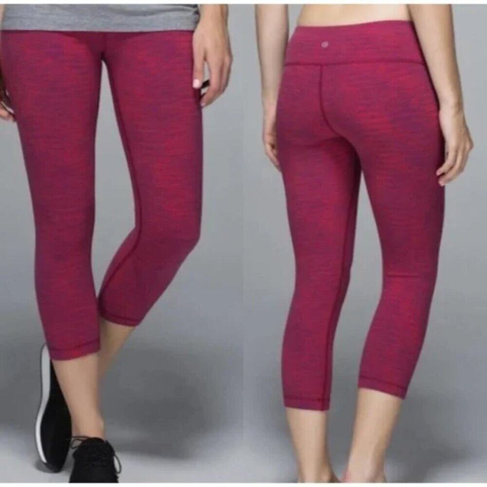 Lululemon Wunder Under Crop Diamond 8 bumble berry space dye sz 8